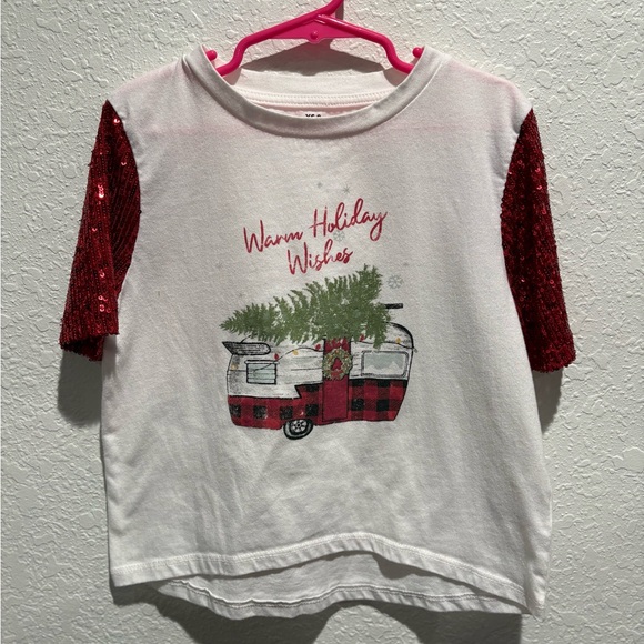Maurices Other - Girls Size 8 Holiday Shirt with Red Sparkles Sleeves- Evsie 8‎